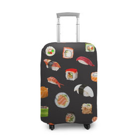 Чехол для чемодана 3D с принтом Суши в Санкт-Петербурге, 86% полиэфир, 14% спандекс | двустороннее нанесение принта, прорези для ручек и колес | food | rolls | sushi | tokyo | еда | роллы | суши | токио