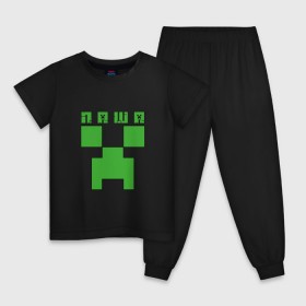 Детская пижама хлопок с принтом Паша - Minecraft в Санкт-Петербурге, 100% хлопок |  брюки и футболка прямого кроя, без карманов, на брюках мягкая резинка на поясе и по низу штанин
 | крипер | майнкрафт | павел
