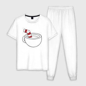 Мужская пижама хлопок с принтом Red Cuphead в Санкт-Петербурге, 100% хлопок | брюки и футболка прямого кроя, без карманов, на брюках мягкая резинка на поясе и по низу штанин
 | cuphead