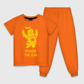Детская пижама хлопок с принтом Praise the sun в Санкт-Петербурге, 100% хлопок |  брюки и футболка прямого кроя, без карманов, на брюках мягкая резинка на поясе и по низу штанин
 | dark souls | dark souls 3