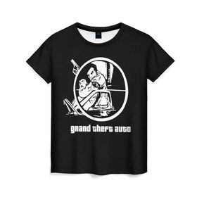 Женская футболка 3D с принтом GTA 3 - Заложник в Санкт-Петербурге, 100% полиэфир ( синтетическое хлопкоподобное полотно) | прямой крой, круглый вырез горловины, длина до линии бедер | 3 | claude | grand theft auto | gta | gta 3 | gta iii | гта