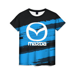 Женская футболка 3D с принтом Mazda MOTORs Blue в Санкт-Петербурге, 100% полиэфир ( синтетическое хлопкоподобное полотно) | прямой крой, круглый вырез горловины, длина до линии бедер | 