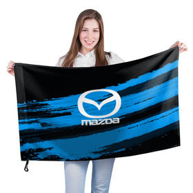 Флаг 3D с принтом Mazda MOTORs Blue в Санкт-Петербурге, 100% полиэстер | плотность ткани — 95 г/м2, размер — 67 х 109 см. Принт наносится с одной стороны | 