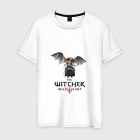 Мужская футболка хлопок с принтом Ведьмак в Санкт-Петербурге, 100% хлопок | прямой крой, круглый вырез горловины, длина до линии бедер, слегка спущенное плечо. | wild hunt | witcher | witcher3 | ведьмак | дикая охота