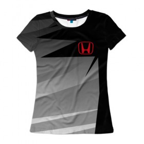 Женская футболка 3D с принтом HONDA SPORT в Санкт-Петербурге, 100% полиэфир ( синтетическое хлопкоподобное полотно) | прямой крой, круглый вырез горловины, длина до линии бедер | марка | машины | хонда