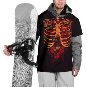 Накидка на куртку 3D с принтом Человеческий скелет в Санкт-Петербурге, 100% полиэстер |  | Тематика изображения на принте: 3d скелет | кости | легкие | органы | ребра | сердце | скелет | человек