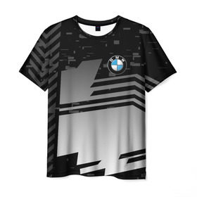 Мужская футболка 3D с принтом BMW SPORT в Санкт-Петербурге, 100% полиэфир | прямой крой, круглый вырез горловины, длина до линии бедер | bmw | бмв | марка | машины
