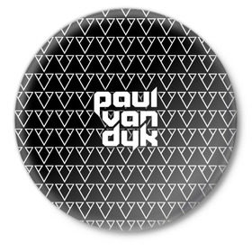 Значок с принтом Paul Van Dyk в Санкт-Петербурге,  металл | круглая форма, металлическая застежка в виде булавки | paul van dyk | ван | дайк | дук | дюк | маттиас пауль | паул | пауль | пол