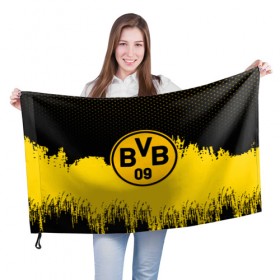 Флаг 3D с принтом FC Borussia Uniform в Санкт-Петербурге, 100% полиэстер | плотность ткани — 95 г/м2, размер — 67 х 109 см. Принт наносится с одной стороны | 