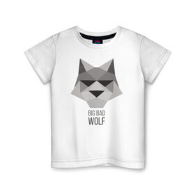Детская футболка хлопок с принтом Big Bad Wolf в Санкт-Петербурге, 100% хлопок | круглый вырез горловины, полуприлегающий силуэт, длина до линии бедер | duck sauce | абстракция | большой | вой | волк | животное | заяц | крутая | крутой | ну погоди | песня | серый | треугольник | хищник