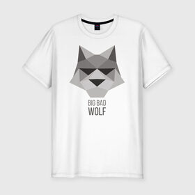 Мужская футболка премиум с принтом Big Bad Wolf в Санкт-Петербурге, 92% хлопок, 8% лайкра | приталенный силуэт, круглый вырез ворота, длина до линии бедра, короткий рукав | Тематика изображения на принте: duck sauce | абстракция | большой | вой | волк | животное | заяц | крутая | крутой | ну погоди | песня | серый | треугольник | хищник