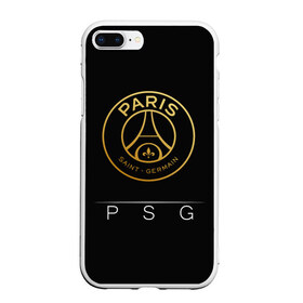 Чехол для iPhone 7Plus/8 Plus матовый с принтом PSG Gold в Санкт-Петербурге, Силикон | Область печати: задняя сторона чехла, без боковых панелей | Тематика изображения на принте: champions | france | germain | gold | league | neymar | paris | psg | saint | лига | псж | франция | чемпионов