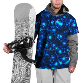 Накидка на куртку 3D с принтом Пузырчатый абстракт в Санкт-Петербурге, 100% полиэстер |  | Тематика изображения на принте: абстракт | огоньки | пузыри | синий