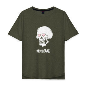 Мужская футболка хлопок Oversize с принтом No love skull в Санкт-Петербурге, 100% хлопок | свободный крой, круглый ворот, “спинка” длиннее передней части | guccigang | hearts | nolove | дремин | ивандремин | любовь | нелюбовь | сердечки | сердце | фэйс | череп