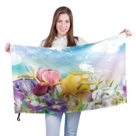 Флаг 3D с принтом Весна в Санкт-Петербурге, 100% полиэстер | плотность ткани — 95 г/м2, размер — 67 х 109 см. Принт наносится с одной стороны | flower | spring | бабочки | весна | лилия | небо | природа | солнце | цветы