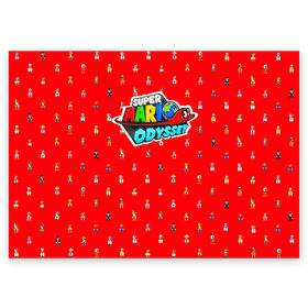 Поздравительная открытка с принтом Super Mario Odyssey в Санкт-Петербурге, 100% бумага | плотность бумаги 280 г/м2, матовая, на обратной стороне линовка и место для марки
 | 