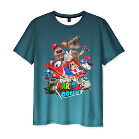 Мужская футболка 3D с принтом Super Mario Odyssey в Санкт-Петербурге, 100% полиэфир | прямой крой, круглый вырез горловины, длина до линии бедер | nintendo | марио | нинтендо