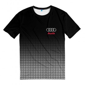 Мужская футболка 3D с принтом AUDI SPORT в Санкт-Петербурге, 100% полиэфир | прямой крой, круглый вырез горловины, длина до линии бедер | audi | ауди | марка | машины