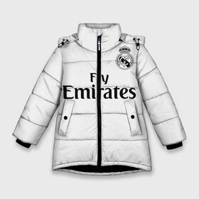 Зимняя куртка для девочек 3D с принтом Реал Мадрид Форма Новая 18 19 в Санкт-Петербурге, ткань верха — 100% полиэстер; подклад — 100% полиэстер, утеплитель — 100% полиэстер. | длина ниже бедра, удлиненная спинка, воротник стойка и отстегивающийся капюшон. Есть боковые карманы с листочкой на кнопках, утяжки по низу изделия и внутренний карман на молнии. 

Предусмотрены светоотражающий принт на спинке, радужный светоотражающий элемент на пуллере молнии и на резинке для утяжки. | 2019 | cristiano | isco | madrid | real | иско | мадрид | реал | сливочные | форма | футбольная