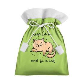 Подарочный 3D мешок с принтом Keep Calm and be a cat в Санкт-Петербурге, 100% полиэстер | Размер: 29*39 см | cat | keep calm | домашние любимцы | животные | котики | котэ | котята | любовь | милые
