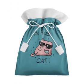 Подарочный 3D мешок с принтом Быть счастливым котом! в Санкт-Петербурге, 100% полиэстер | Размер: 29*39 см | Тематика изображения на принте: cat | happy | домашние любимцы | животные | котики | котэ | котята | любов | милые | счастье