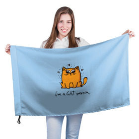 Флаг 3D с принтом I am a Cat Person в Санкт-Петербурге, 100% полиэстер | плотность ткани — 95 г/м2, размер — 67 х 109 см. Принт наносится с одной стороны | cat | домашние любимцы | животные | котики | котэ | котята | любовь | милые
