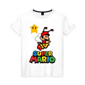 Женская футболка хлопок с принтом Bee Mario в Санкт-Петербурге, 100% хлопок | прямой крой, круглый вырез горловины, длина до линии бедер, слегка спущенное плечо | nintendo | марио | нинтендо