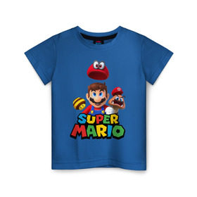 Детская футболка хлопок с принтом Super Mario в Санкт-Петербурге, 100% хлопок | круглый вырез горловины, полуприлегающий силуэт, длина до линии бедер | nintendo | марио | нинтендо