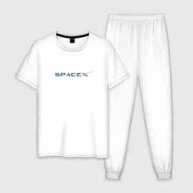 Мужская пижама хлопок с принтом SpaceX в Санкт-Петербурге, 100% хлопок | брюки и футболка прямого кроя, без карманов, на брюках мягкая резинка на поясе и по низу штанин
 | 9 | bfr | elon musk | falcon | heavy | день космонавтики | илон маск | космические путешествия | космос | наука | ракета | ракетоноситель | реактивная тяга | фалькон