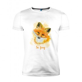 Мужская футболка премиум с принтом Лисичка в Санкт-Петербурге, 92% хлопок, 8% лайкра | приталенный силуэт, круглый вырез ворота, длина до линии бедра, короткий рукав | fox | лес | лесной | лис | лиса | лисенок | лисичка | милый | рыжий | хищник