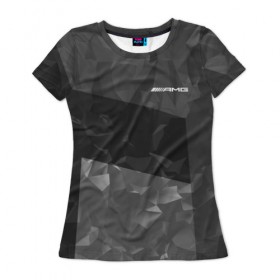 Женская футболка 3D с принтом AMG SPORT в Санкт-Петербурге, 100% полиэфир ( синтетическое хлопкоподобное полотно) | прямой крой, круглый вырез горловины, длина до линии бедер | amg | амг | марка | машины