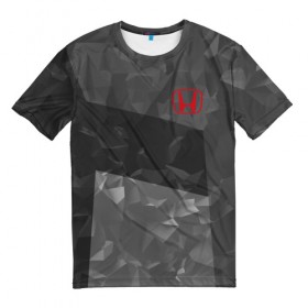 Мужская футболка 3D с принтом HONDA SPORT в Санкт-Петербурге, 100% полиэфир | прямой крой, круглый вырез горловины, длина до линии бедер | honda | марка | машины | хонда