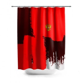 Штора 3D для ванной с принтом RUSSIA SPORT RED в Санкт-Петербурге, 100% полиэстер | плотность материала — 100 г/м2. Стандартный размер — 146 см х 180 см. По верхнему краю — пластиковые люверсы для креплений. В комплекте 10 пластиковых колец | 