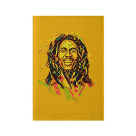 Обложка для паспорта матовая кожа с принтом bob marley в Санкт-Петербурге, натуральная матовая кожа | размер 19,3 х 13,7 см; прозрачные пластиковые крепления | Тематика изображения на принте: гитарист | марли | музыкант | неста | регги | роберт