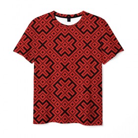 Мужская футболка 3D с принтом Обережная Вышивка в Санкт-Петербурге, 100% полиэфир | прямой крой, круглый вырез горловины, длина до линии бедер | 