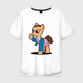 Мужская футболка хлопок Oversize с принтом My Strange Pony в Санкт-Петербурге, 100% хлопок | свободный крой, круглый ворот, “спинка” длиннее передней части | my little pony | stranger things | дружба | мой маленький пони | очень странные дела