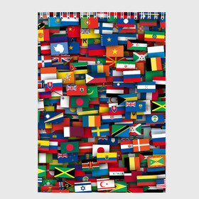 Скетчбук с принтом Флаги всех стран в Санкт-Петербурге, 100% бумага
 | 48 листов, плотность листов — 100 г/м2, плотность картонной обложки — 250 г/м2. Листы скреплены сверху удобной пружинной спиралью | интернационал | мир | паттерн | флаг