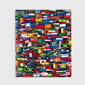 Тетрадь с принтом Флаги всех стран в Санкт-Петербурге, 100% бумага | 48 листов, плотность листов — 60 г/м2, плотность картонной обложки — 250 г/м2. Листы скреплены сбоку удобной пружинной спиралью. Уголки страниц и обложки скругленные. Цвет линий — светло-серый
 | интернационал | мир | паттерн | флаг