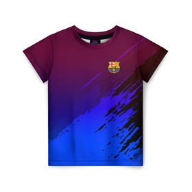 Детская футболка 3D с принтом FC Barcelona SPORT в Санкт-Петербурге, 100% гипоаллергенный полиэфир | прямой крой, круглый вырез горловины, длина до линии бедер, чуть спущенное плечо, ткань немного тянется | football | soccer | разноцветный