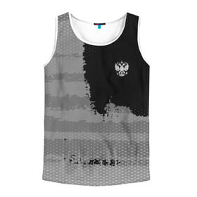 Мужская майка 3D с принтом Russia Sport collection Gray в Санкт-Петербурге, 100% полиэстер | круглая горловина, приталенный силуэт, длина до линии бедра. Пройма и горловина окантованы тонкой бейкой | Тематика изображения на принте: abstraction | grunge | russia | sport | абстракция | герб | краска | русский | символика рф | спорт | спортивный | триколор | униформа | форма | я русский