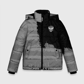 Зимняя куртка для мальчиков 3D с принтом Russia Sport collection Gray в Санкт-Петербурге, ткань верха — 100% полиэстер; подклад — 100% полиэстер, утеплитель — 100% полиэстер | длина ниже бедра, удлиненная спинка, воротник стойка и отстегивающийся капюшон. Есть боковые карманы с листочкой на кнопках, утяжки по низу изделия и внутренний карман на молнии. 

Предусмотрены светоотражающий принт на спинке, радужный светоотражающий элемент на пуллере молнии и на резинке для утяжки | abstraction | grunge | russia | sport | абстракция | герб | краска | русский | символика рф | спорт | спортивный | триколор | униформа | форма | я русский