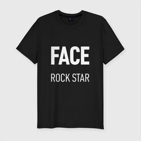 Мужская футболка премиум с принтом Face rock star в Санкт-Петербурге, 92% хлопок, 8% лайкра | приталенный силуэт, круглый вырез ворота, длина до линии бедра, короткий рукав | hip hop | hiphop | mayhem | mc | rap | revenge | vlone | зачитал | иван дрёмин | клауд | мс | реп | репер | речитатив | рэп | рэпер | трэп | фас | фейс | фес | хип | хипхоп | хоп