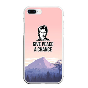 Чехол для iPhone 7Plus/8 Plus матовый с принтом Give Peace a Chance в Санкт-Петербурге, Силикон | Область печати: задняя сторона чехла, без боковых панелей | битлз | горы | джон леннон | ленон | мир | песня | цитаты | шанс