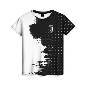 Женская футболка 3D с принтом Juventus uniform black 2018 в Санкт-Петербурге, 100% полиэфир ( синтетическое хлопкоподобное полотно) | прямой крой, круглый вырез горловины, длина до линии бедер | football | soccer | ювентус