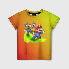 Детская футболка 3D с принтом Super Mario в Санкт-Петербурге, 100% гипоаллергенный полиэфир | прямой крой, круглый вырез горловины, длина до линии бедер, чуть спущенное плечо, ткань немного тянется | nintendo | марио | нинтендо