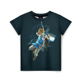 Детская футболка 3D с принтом The Legend of Zelda в Санкт-Петербурге, 100% гипоаллергенный полиэфир | прямой крой, круглый вырез горловины, длина до линии бедер, чуть спущенное плечо, ткань немного тянется | воин | ганон | зельда | игра | легенда | линк | лук | оружие | приключения | рыцарь | стрела