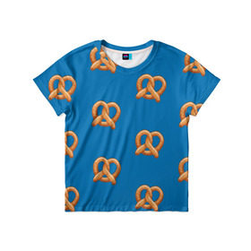 Детская футболка 3D с принтом Crazy Ex Крендельки в Санкт-Петербурге, 100% гипоаллергенный полиэфир | прямой крой, круглый вырез горловины, длина до линии бедер, чуть спущенное плечо, ткань немного тянется | еда | крендельки | чокнутая бывшая