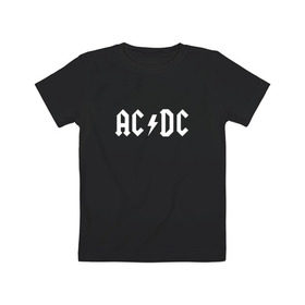 Детская футболка хлопок с принтом AC/DC в Санкт-Петербурге, 100% хлопок | круглый вырез горловины, полуприлегающий силуэт, длина до линии бедер | Тематика изображения на принте: ac dc | acdc | high voltage | ангус | металл | рок | фсвс | эй си ди си | эйсидиси | янг