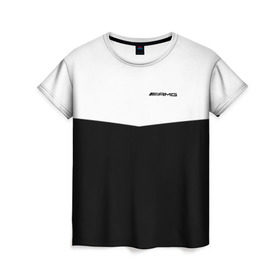 Женская футболка 3D с принтом AMG SPORT в Санкт-Петербурге, 100% полиэфир ( синтетическое хлопкоподобное полотно) | прямой крой, круглый вырез горловины, длина до линии бедер | машины | мерседес