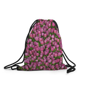 Рюкзак-мешок 3D с принтом Розовые тюльпаны в Санкт-Петербурге, 100% полиэстер | плотность ткани — 200 г/м2, размер — 35 х 45 см; лямки — толстые шнурки, застежка на шнуровке, без карманов и подкладки | 
